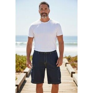 Boulder Creek by King Size Men Sz 54 Tall  Black Denim  Cargo Shorts